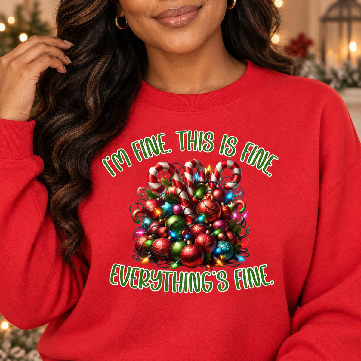 I’m Fine, This Is Fine Christmas  Crewneck Sweatshirt