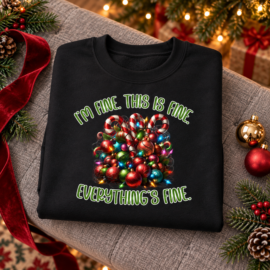 I’m Fine, This Is Fine Christmas  Crewneck Sweatshirt