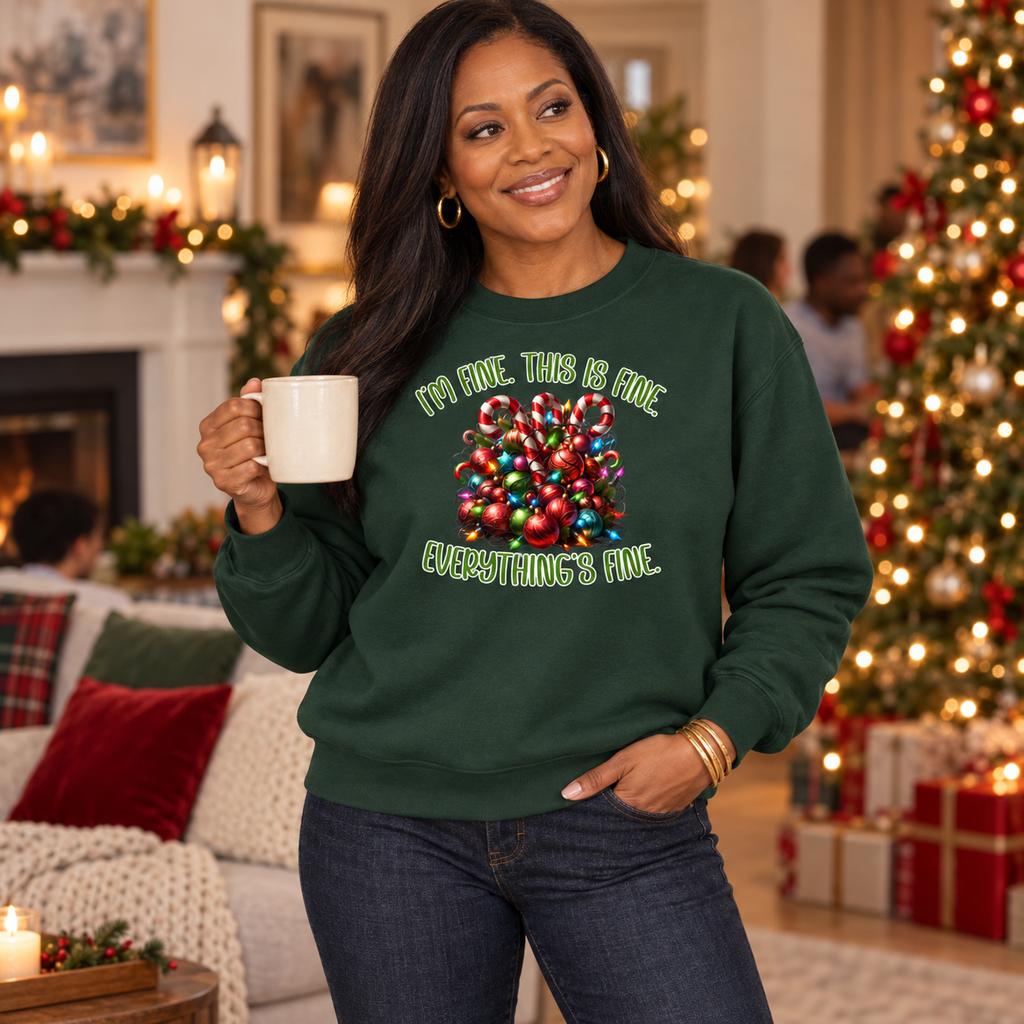 I’m Fine, This Is Fine Christmas  Crewneck Sweatshirt